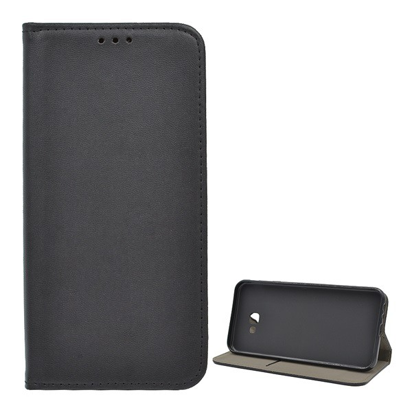 Tok álló, bőr hatású (FLIP, oldalra nyíló, asztali tartó funkció) FEKETE [Samsung Galaxy J4 Plus (SM-J415F)] (5996457818389)