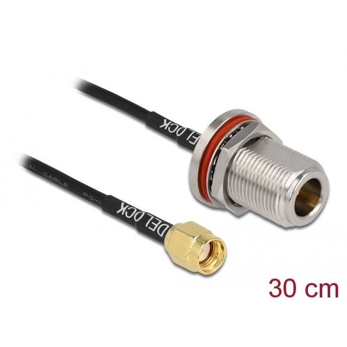 Delock antenna kábel RP-SMA-dugó - N-hüvely RG-174 30cm (89059) (DE89059)