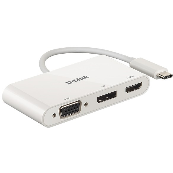 HUB 3Port D-Link DUB-V310 DisplayPort HDMI VGA 4K passiv White