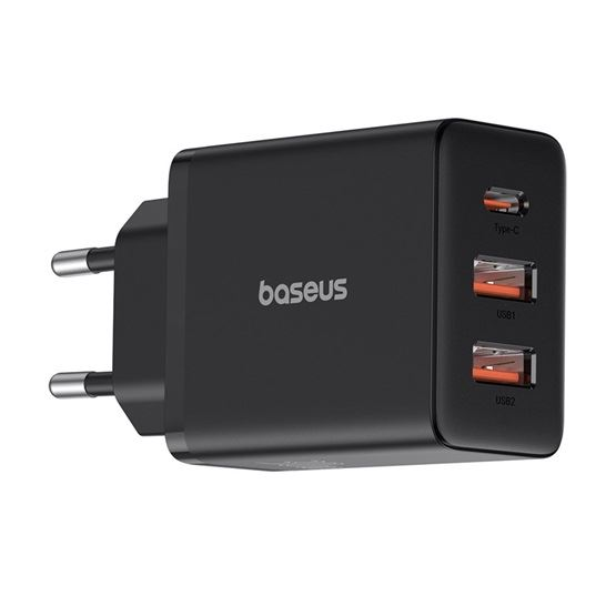 Baseus Cube USB Type-C + 2×USB Type-A hálózati gyorstöltő 30W fekete (P10111402113-00) (P10111402113-00)