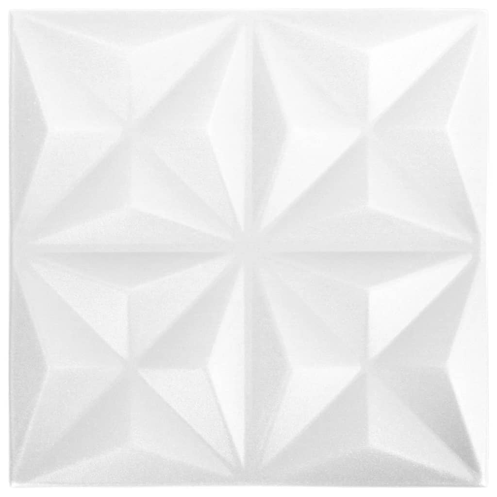 12 darab origami fehér 3D fali panel 50 x 50 cm 3 m² (340586)
