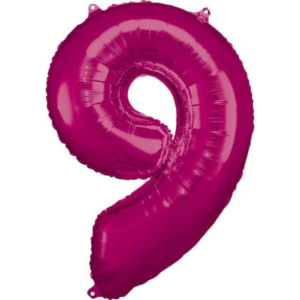 Óriás Szám Fólia Lufi - 9-es, 86x63 cm, Rózsaszín (9907293)