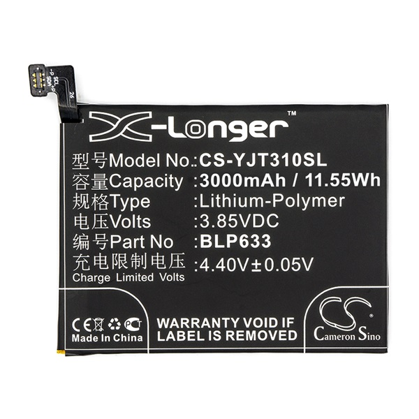 Cameron Sino Li-Polymer akku (3.85V/3000mAh, OnePlus BLP633 kompatibilis) FEKETE (CS-YJT310SL)
