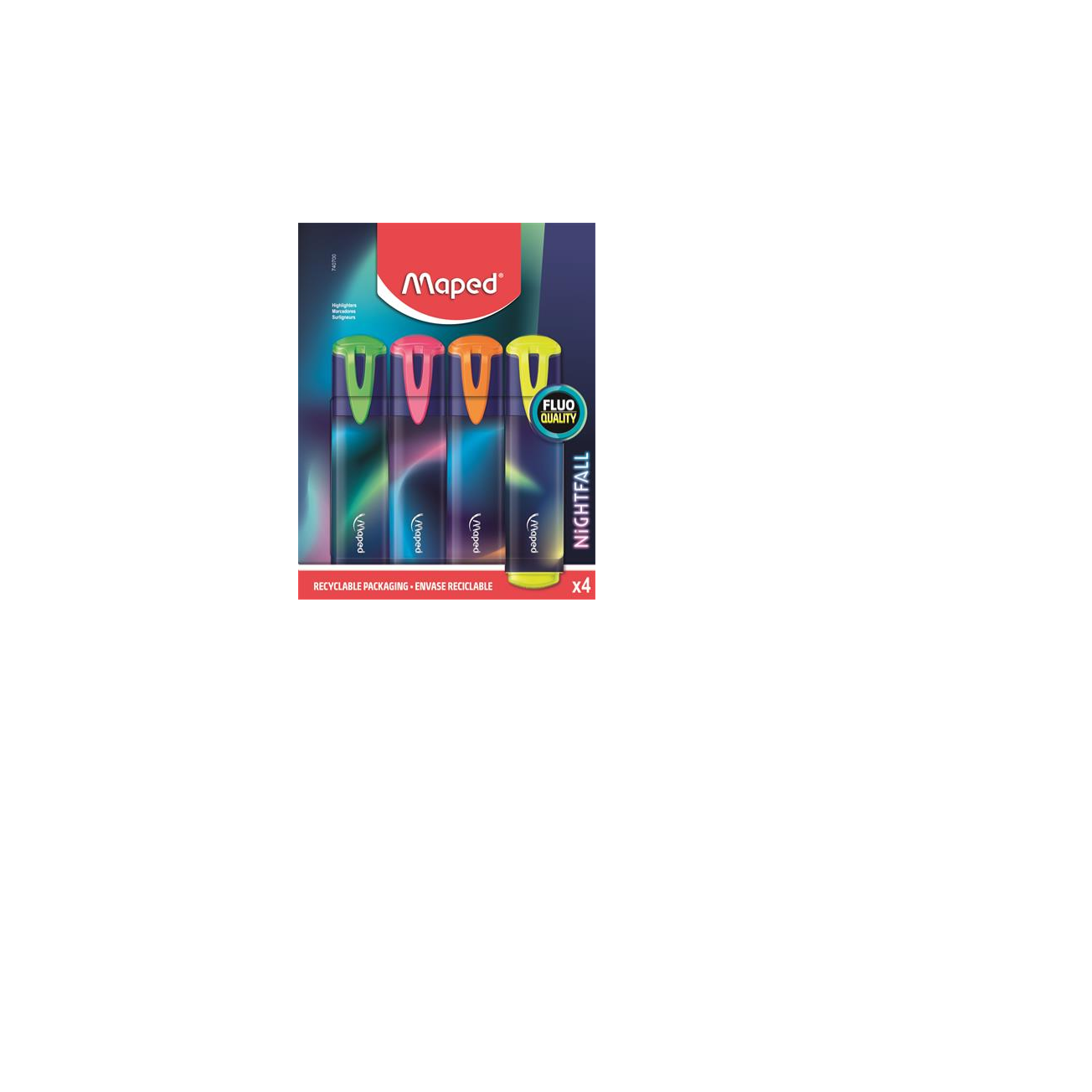 Maped Nightfall 1-5 mm Szövegkiemelő készlet - Vegyes színek (4 db / csomag) (740700)