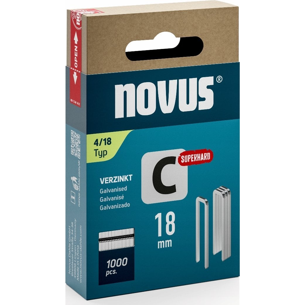 Novus Tools 042-0802 Keskenyhátú kapcsok 4-es típus 1000 db Méret (H x Sz) 18 mm x 6.1 mm (NV042-0802)