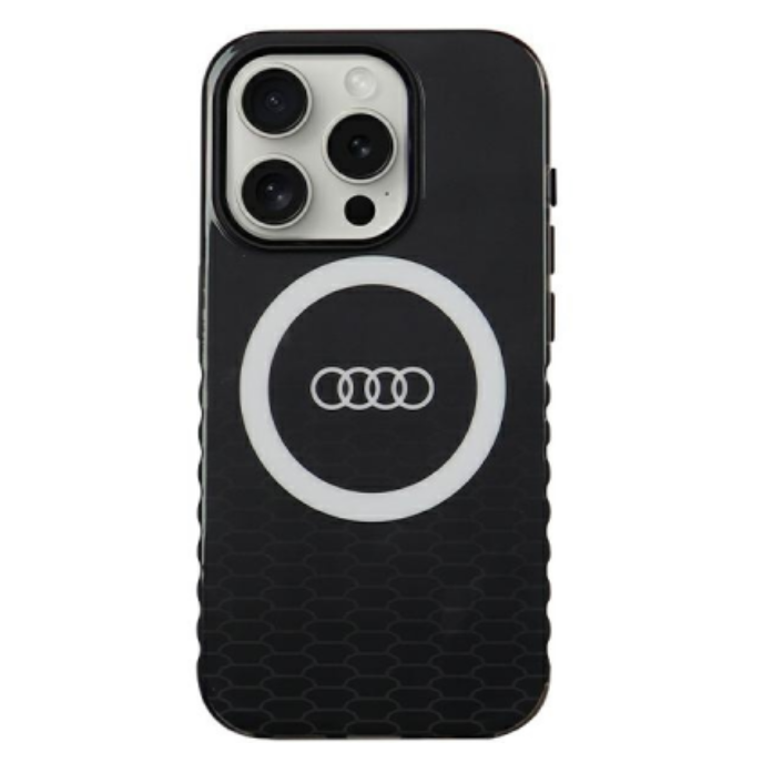 Audi IML Big Logo Apple iPhone 15 Pro MagSafe Tok - Fekete (AU-IMLMIP15P-Q5/D2-BK)