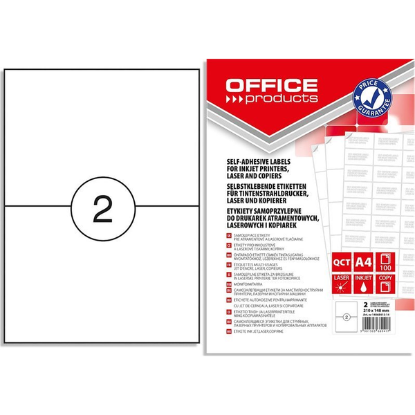  Office Products Etykiety Office Products A4 210x148mm białe (100)