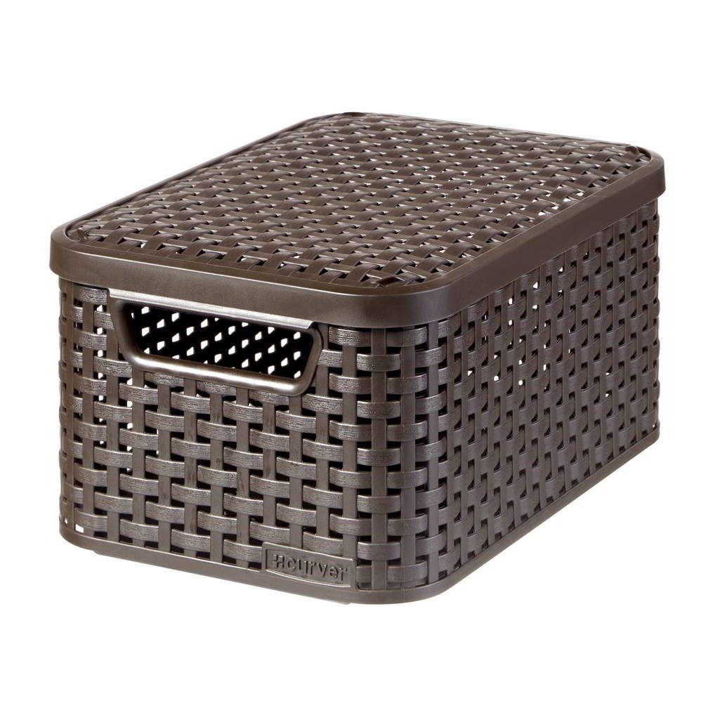 Curver 205839 Rattan hatású kosár tetővel 7l - Barna (205839)