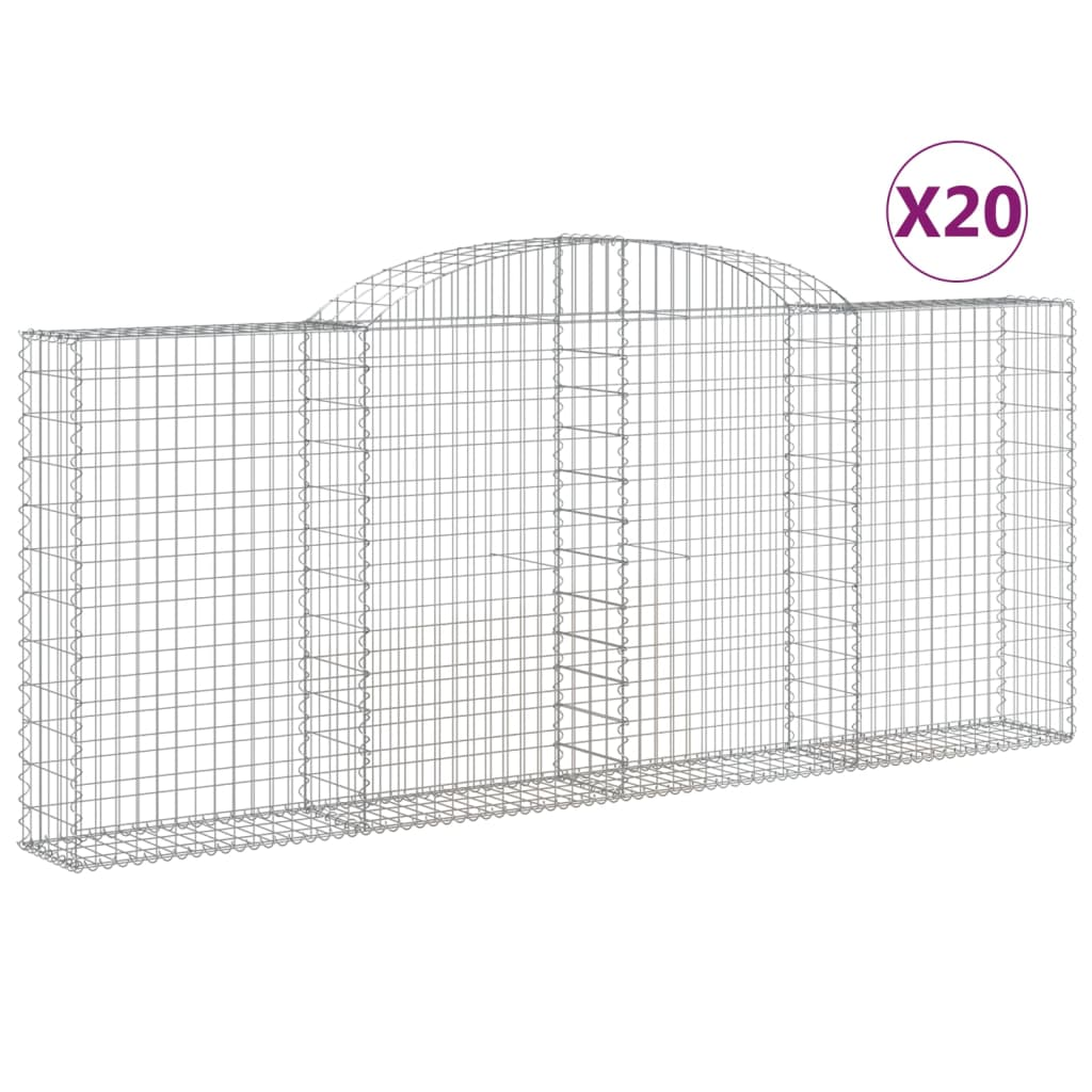 20 db íves horganyzott vas gabion kosár 300x30x120/140 cm (3146553)