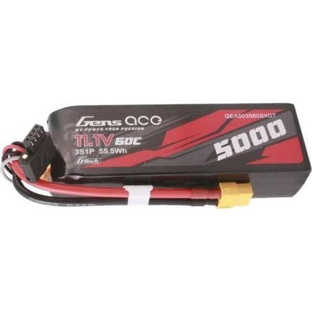 Gens ace G-Tech 5000mAh 11.1V 60C 3S1P Short-Size Lipo With XT60 Plug (GEA503S60SXGT)