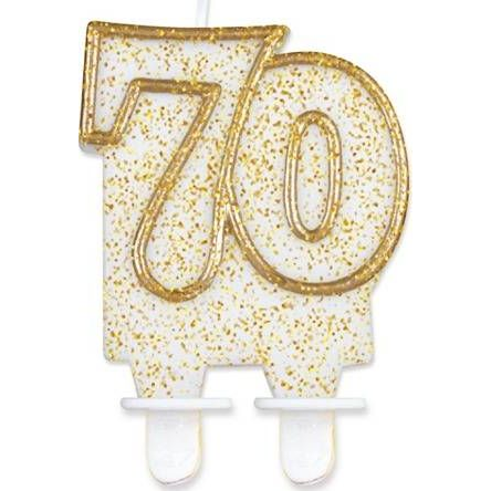 Gold, Arany csillámos tortagyertya, számgyertya 70-es (WIKR-0989157)