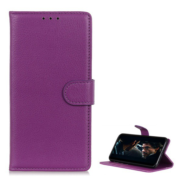 Tok álló, bőr hatású (FLIP, oldalra nyíló, asztali tartó funkció, prémium) LILA [Samsung Galaxy M01 (SM-M015F)] (5996457993093)