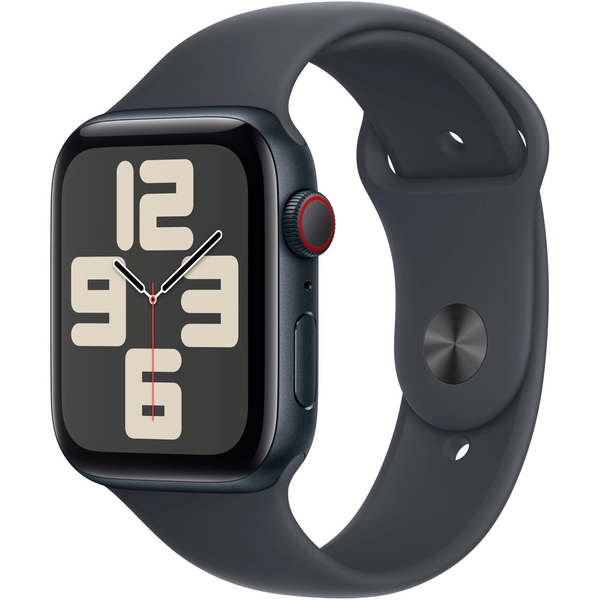 Apple Watch SE2 v3 Cellular, 44 мм, калъф Midnight Alu, каишка Midnight Sport, S/M