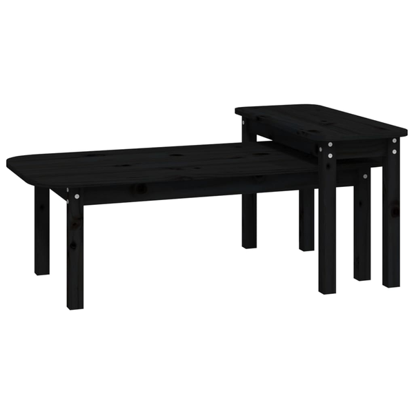 Маса за кафе vidaXL, Масив, 2 части, Черен, 822366