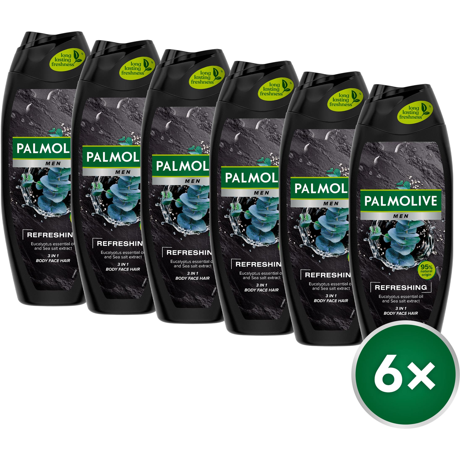PALMOLIVE For Men Refreshing 3in1, 6 × 500 ml (8714789955643)