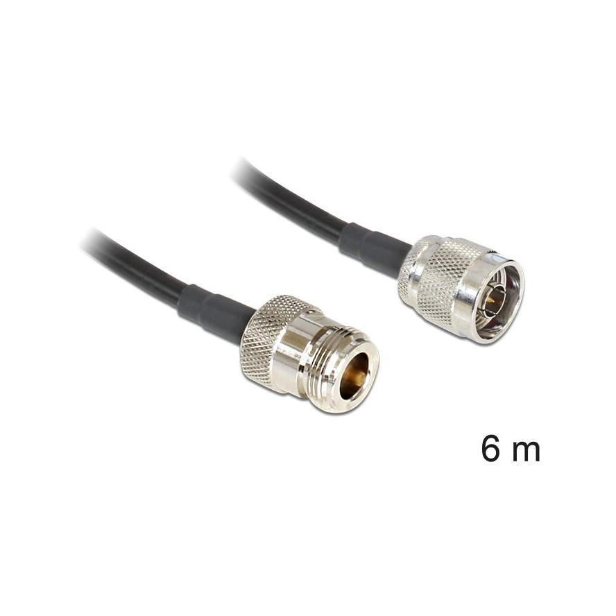 Delock N M/F antenna kábel 6m LMR195 fekete (88683)