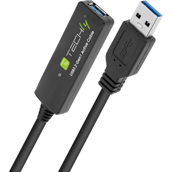 Techly ICUR30100G USB кабел USB 3.2 Gen 1 (3.1 Gen 1) 10 м USB A Черен