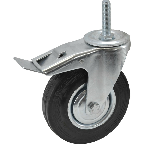  AWTools AWTOOLS KOŁO SKRĘTNE CZARNA GUMA HAMULEC TRZPIEŃ GWINTOWANY  125mm
