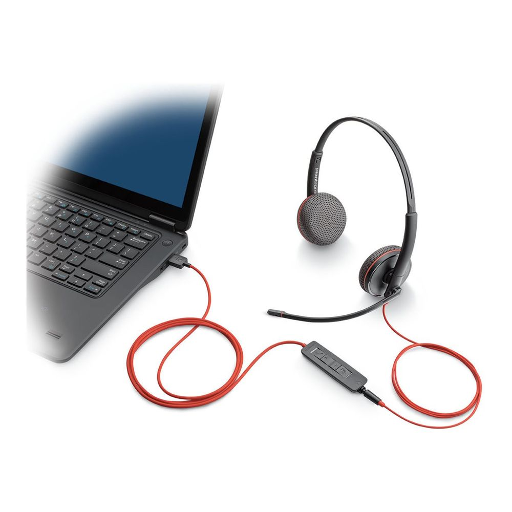 Poly Blackwire 3225 Stereo USB-C Headset +3.5mm Plug +USB-C/A Adapter 8X229AA (8X229AA)
