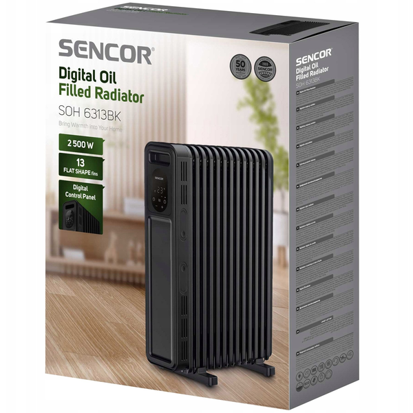Elektromos olajradiátor Sencor SOH6313BK 2500W 57x43,6x22,6cm 13 tagos