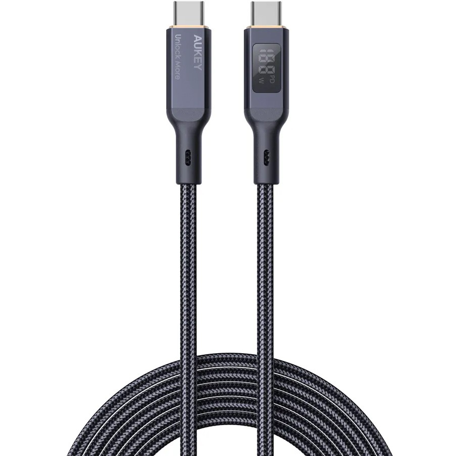 AUKEY CB-MCC102 USB-C apa - USB-C apa 2.0 Adat és töltőkábel - Fekete (1.8m) (CB-MCC102)