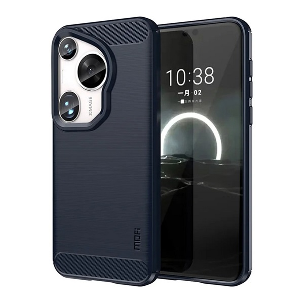 Mofi szilikon telefonvédő (ütésállóság, légpárnás sarok, szálcsiszolt, karbon minta) SÖTÉTKÉK Huawei Pura 70 Ultra (GP-158545)