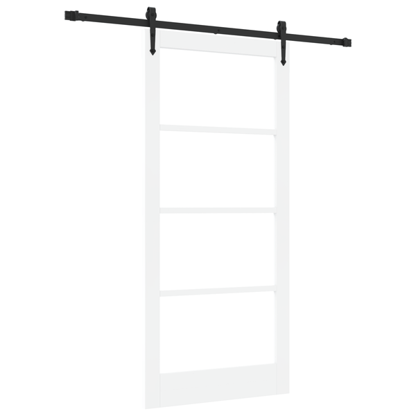 Set ușă glisantă cu set de accesorii alb 93x202 cm din lemn masiv de pin, Ușă de interior cu sticlă 'ORKDAL'alb 93x202x4 cm