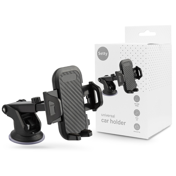 Setty univerzális műszerfalra/szélvédőre helyezhető autós tartó - Setty US-T1   Universal Car Holder - fekete