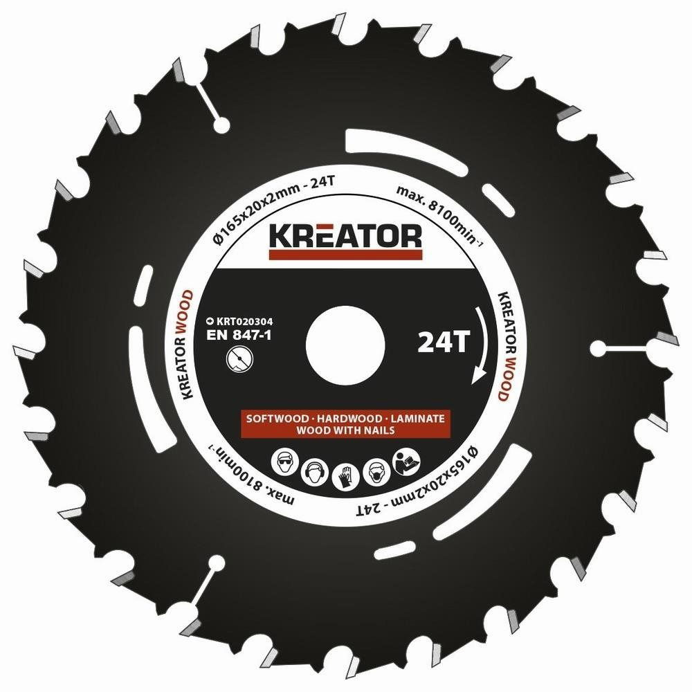 KRT020304 - Fűrészlap merülőfűrészhez, 165 mm, 24T (KRT020304)