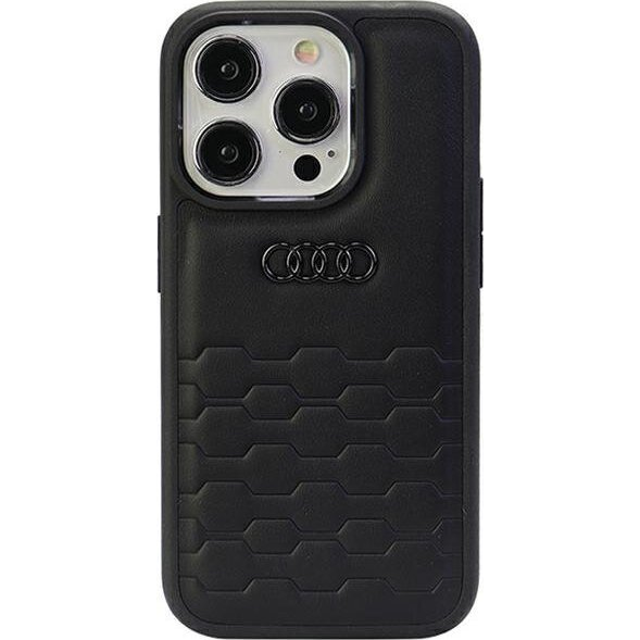 Husa de protectie compatibila cu iPhone 15 Pro, Audi, Piele ecologica, Negru
