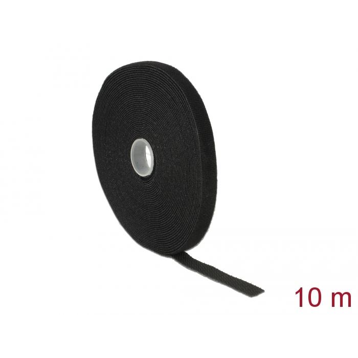 Delock tépőzáras szalagtekercs 10mx13mm fekete (18712) (delock18712)