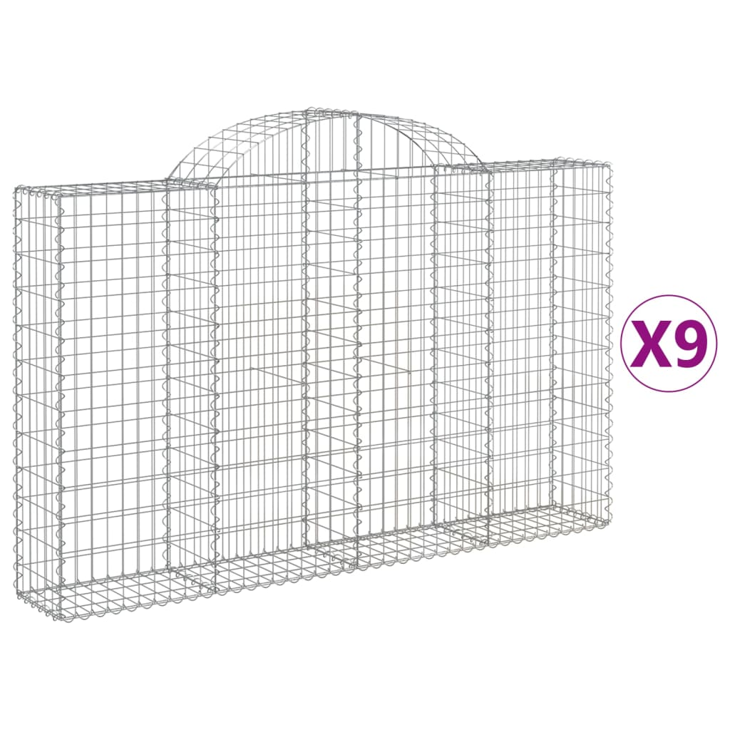 9 db íves horganyzott vas gabion kosár 200x30x120/140 cm (3146138)