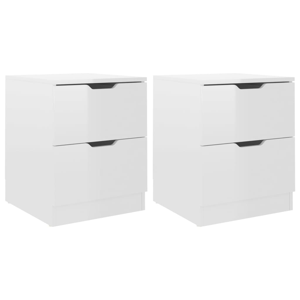2 db magasfényű fehér forgácslap éjjeliszekrény 40 x 40 x 50 cm (326736)