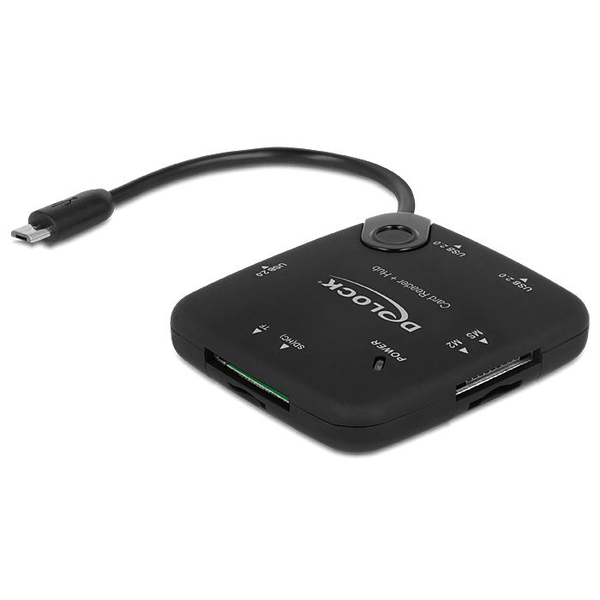 DeLock 65529 Micro USB OTG kártyaolvasó + 3 portos USB-elosztó