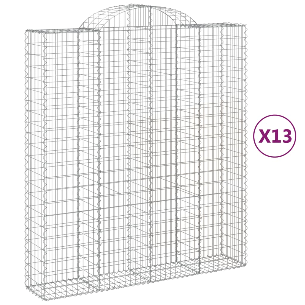13 db íves horganyzott vas gabion kosár 200x50x220/240 cm (3146457)