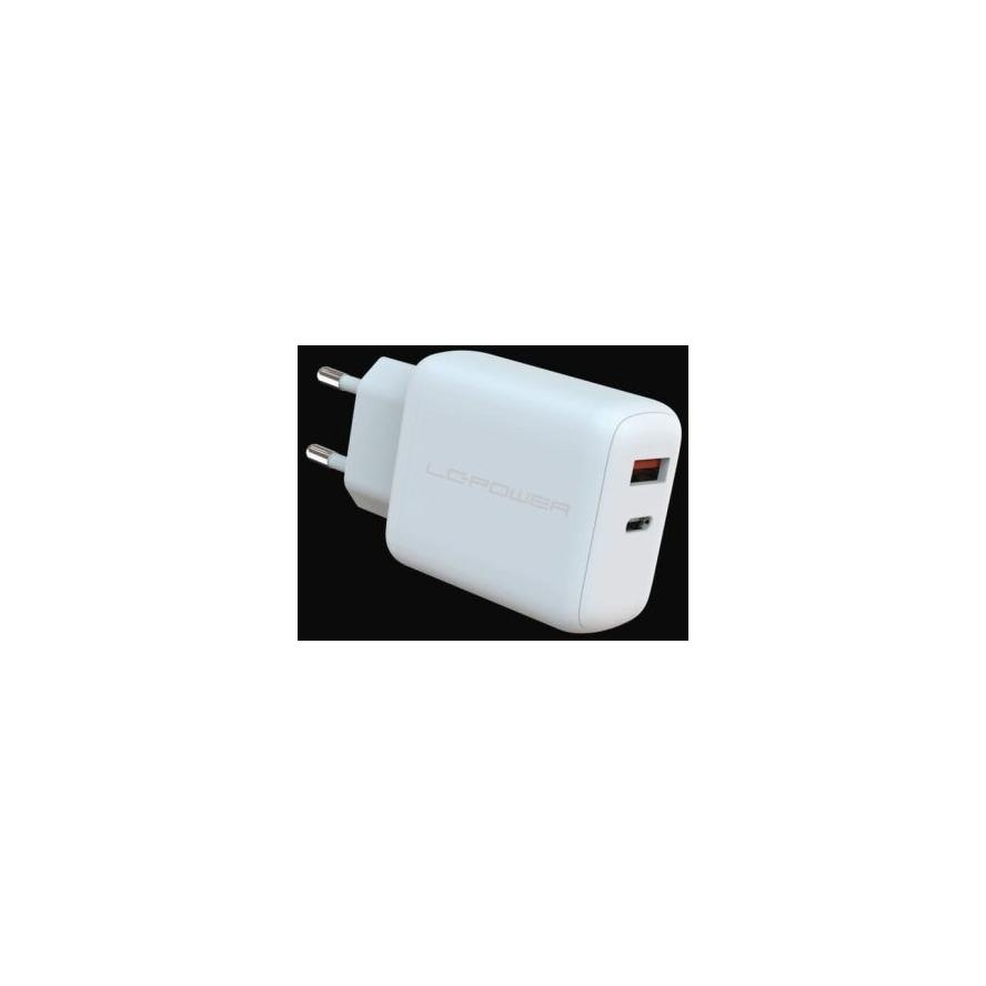 LC-Power USB-A / USB-C Hálózati Gyorstöltő Adapter 45W - Fehér (LC-GAN-45)