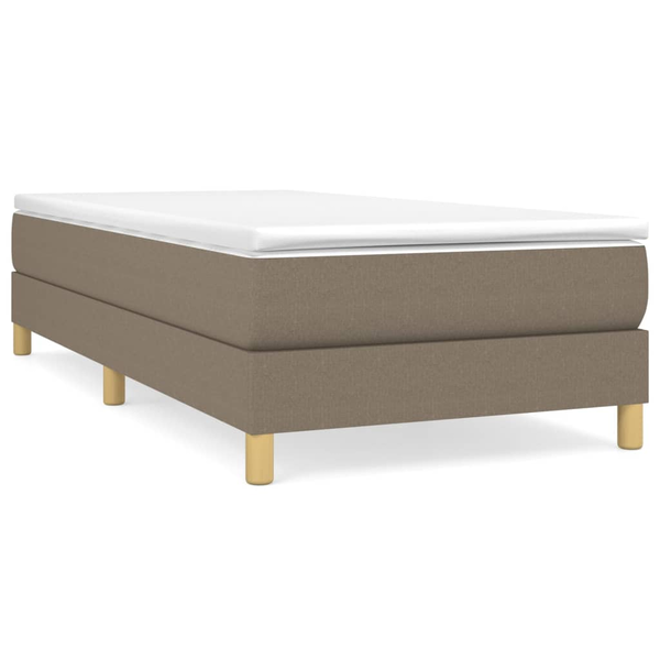 Pat box spring cu saltea, gri taupe, 90x200 cm, textil