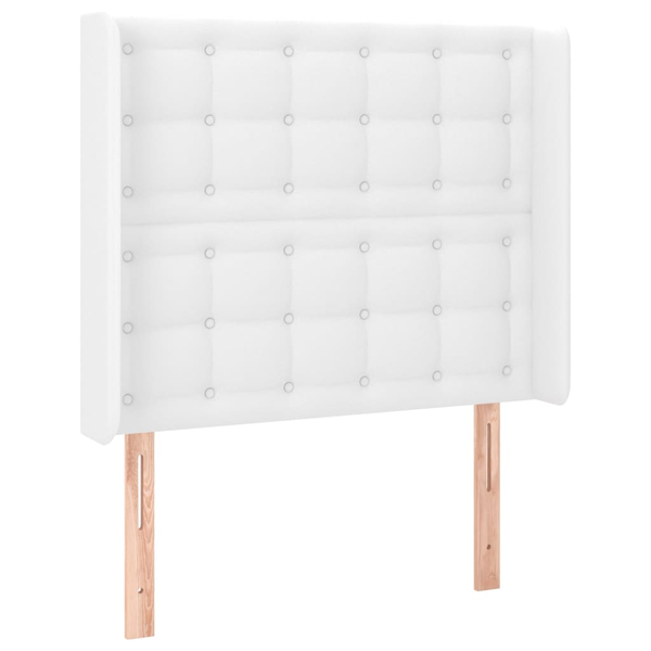 fehér műbőr fejtámla szárnyakkal 83x16x118/128 cm