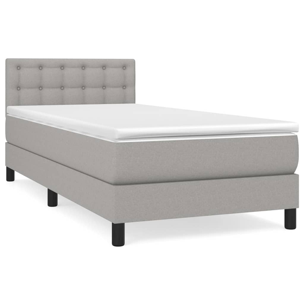Pat continental cu saltea, gri deschis, 80x200 cm, textil