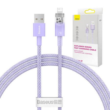 Кабел Baseus Explorer Series, USB-A към Lightning, 1m, 2.4A, лилав