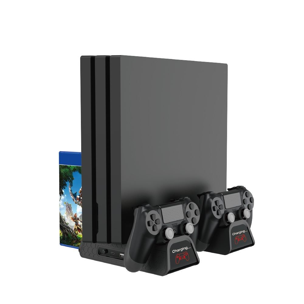 FroggieX Cooling Charging Stand & Storage PS4 hűtő + dupla töltő állvány + játék tartó fekete (FX-P4-C3-B) (FX-P4-C3-B)