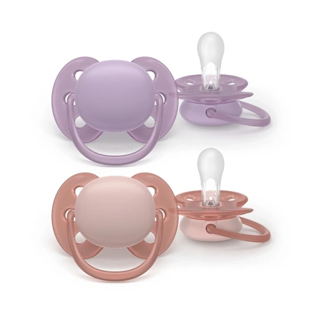 Philips AVENT SCF091/43 ciuccio per bambino Ciuccio ultra morbido Ortodontico Silicone Lillà, Rosso