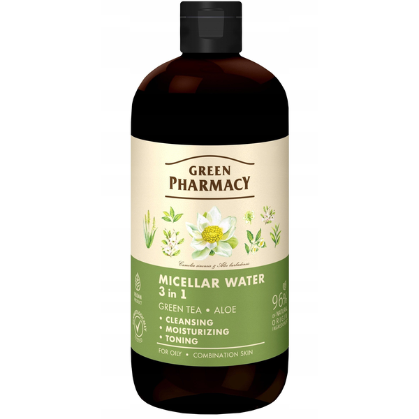 GREEN PHARMACY Woda micelarna 3w1 Zielona herbata i Aloes 500 ml