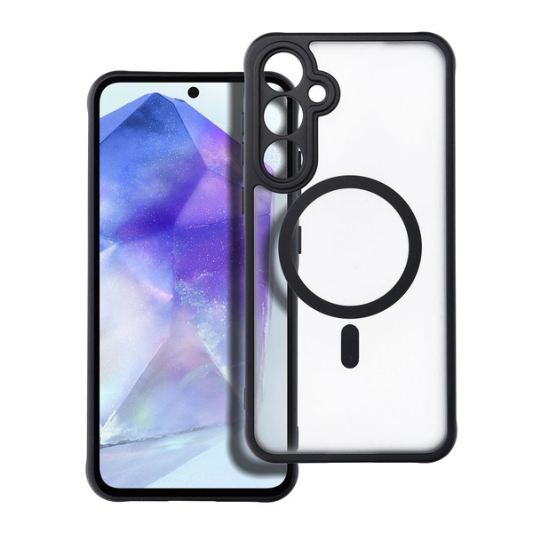 Samsung A55 készülékhez Full Matte Mag Cover tok, MagSafe-kompatibilis, fekete