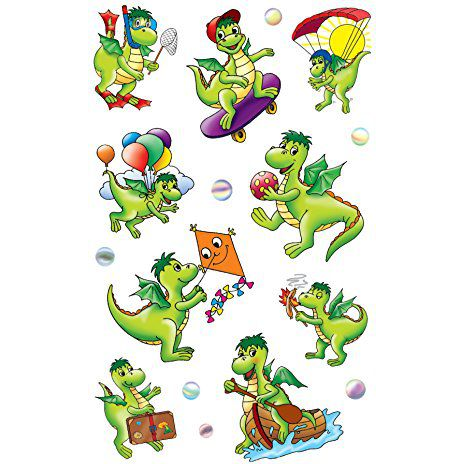 Matrica, papír, 3 ív, 76x120 mm, AVERY ZWECKFORM, "Z-Desing No.54043", sárkányok (106890)