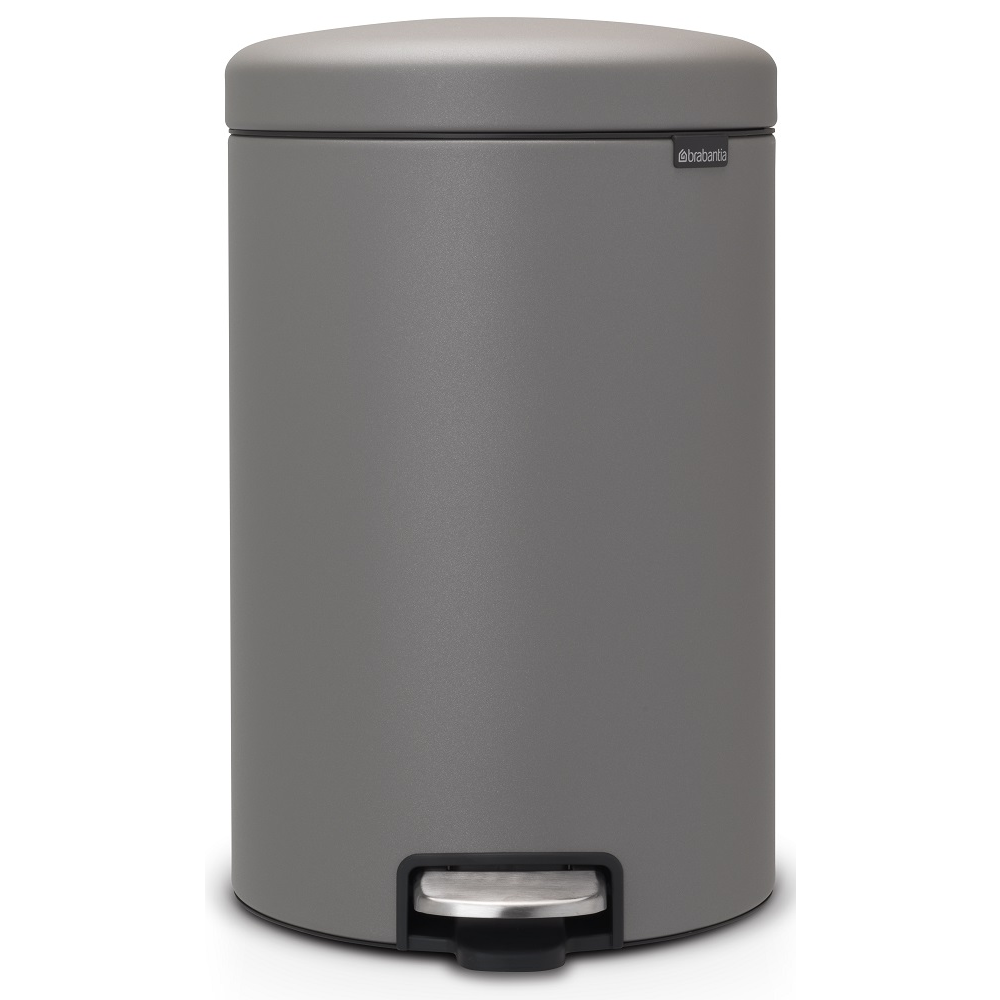 BRABANTIA NewIcon pedálos hulladékgyűjtő szagmentesen záródó Soft-Close fedél műanyag tartály 20L - Y méret acél betonszürke ásványi textúra - 119163 (119163)