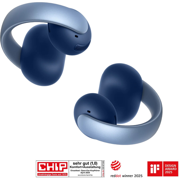ANKER Soundcore AeroClip blue Open-Ear Clip-Earbuds Hi-Res Sound LDAC NC IP55 KI-gesttzte Telefonate