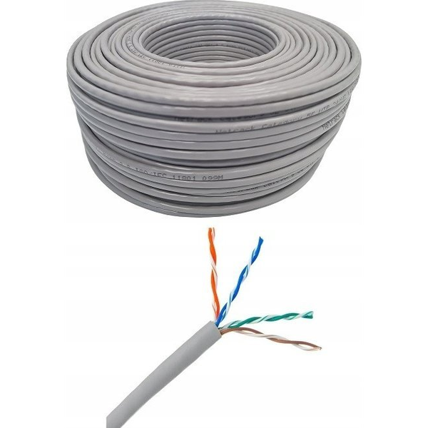 NetRack Kabel sieciowy skrętka LAN cat 5e UTP, szary, 100m , CCA