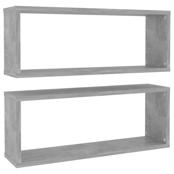 Комплект стенни кубични рафтове vidaXL, 2 бр, бетонно сиви, 60x15x23 см, 4.18 Kg