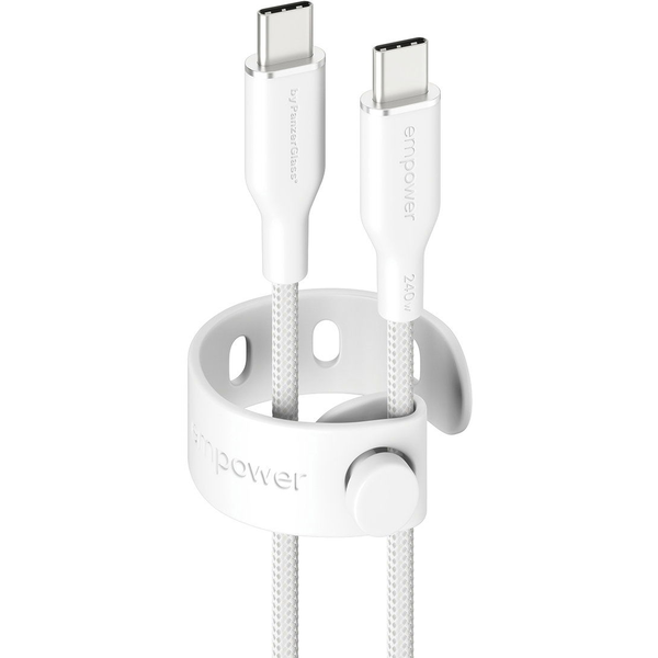 PanzerGlass empower by ® Racing 240W USB-C to USB-C Cable | USB 2.0 | 2M | Silver White USB-kabel Hvid